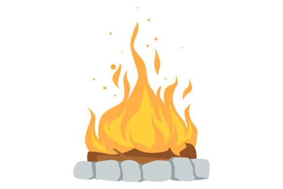 Bonfire Color Icon: Fire Flame on Wooden Design Guide