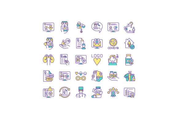 Buying Medicine Online RGB Color Icons: A Visual Guide for Digital Projects