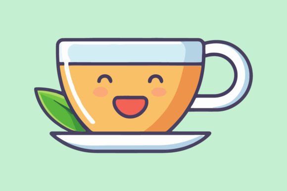 Cute Herbal Tea Flat Color Vector Sketch