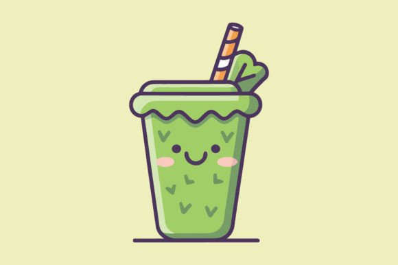 Cute Kale Smoothie Flat Color Vector: A Fresh Design Asset
