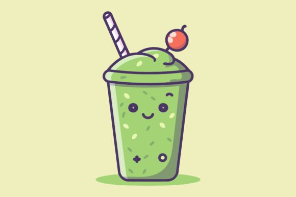 Cute Kale Smoothie Flat Color Vector Art: A Fresh Take on Healthy Design