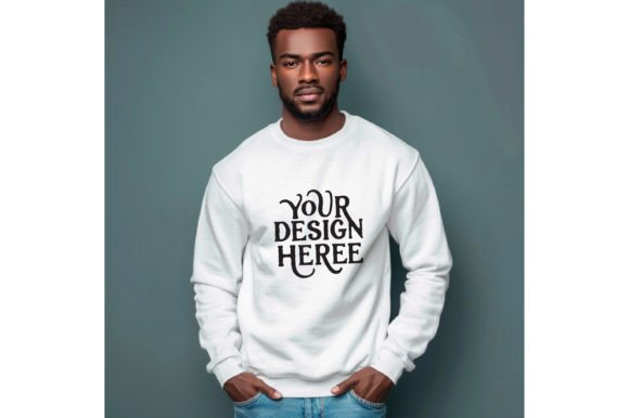 Gildan 18000 Sweatshirt Man White Color: Your Essential Design Mockup