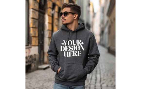 Gildan 18500 Hoodie Man Black Ash Color: A Mockup Asset for Modern Creators