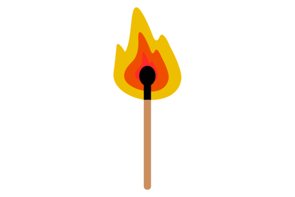 Ignite Your Designs with the Burning Match Stick Color Icon