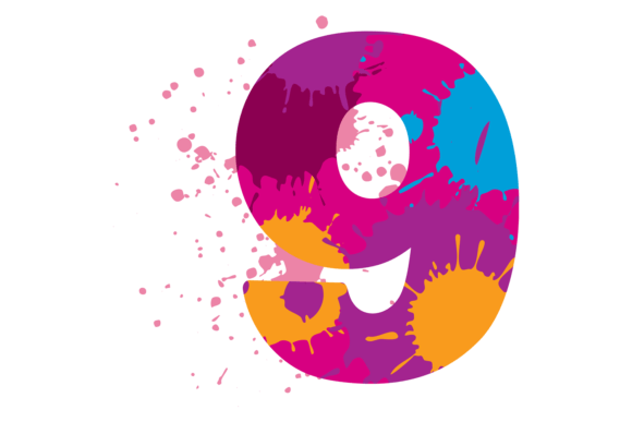 Nine Shape with Color Spray: A Paint Splash Typeface for Bold Brands
