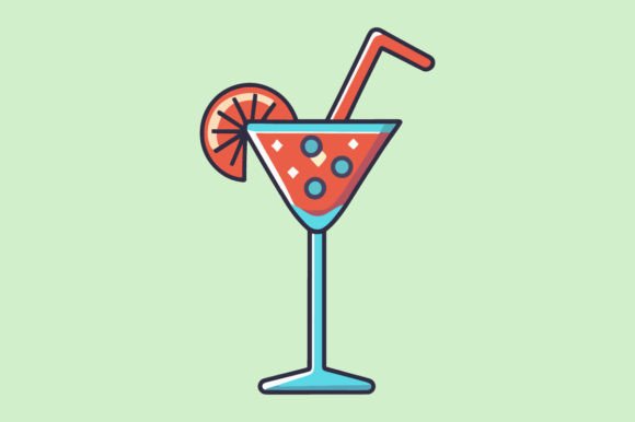 Refreshing Your Brand with a Cute Cocktail Flat Color Vector Sketch