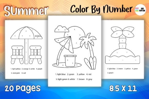 Summer Color by Number Page for Kids 05: A Creative Asset