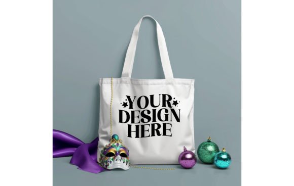 Unleash Mardi Gras Magic with This White Tote Bag Mockup