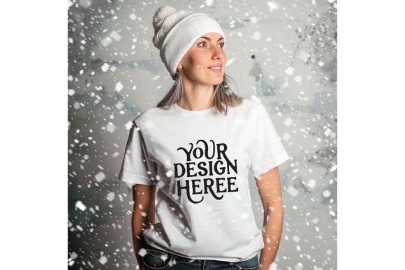 Winter,old Woman, Empty T-shirt Color W: A Designer's Mockup